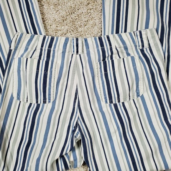 Express Precision Fit Retro Blue White Striped Wide Leg Cotton Pants Size 9/10 - Picture 8 of 8